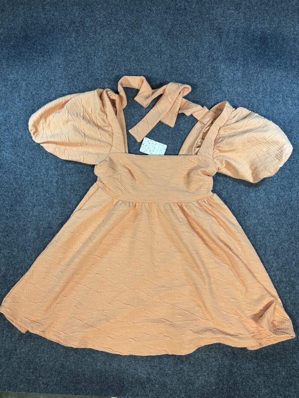 NWT Free People Dress Med Violet Babydoll Relaxed Ruffle Tie Back Grapefruit